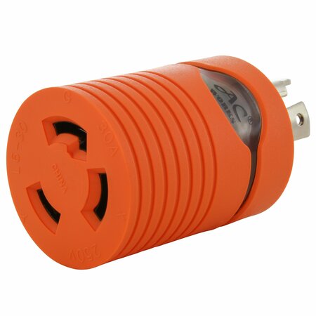 AC WORKS 30A 125/250V NEMA L14-30P Locking Plug to L6-30R 30A 250V Locking Connector ADL1430L630